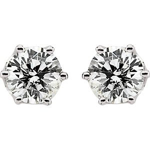 cubic zirconia Stud Earrings, Rhodium-Plated 14k White Gold