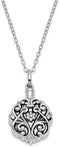 Antiqued Circle 'Remembrance' Ash Holder Pendant Necklace, Rhodium-Plated Sterling Silver, 18" (21x30MM)