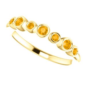 Citrine 7-Stone 3.25mm Ring, 14k Yellow Gold