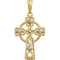 Diamond Celtic Halo Cross, 14k Yellow Gold Pendant (.05 Ctw, HIJ Color, I3 Clarity)