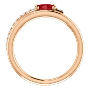Ruby and Diamond Bypass Ring, 14k Rose Gold (.125 Ctw, G-H Color, I1 Clarity)