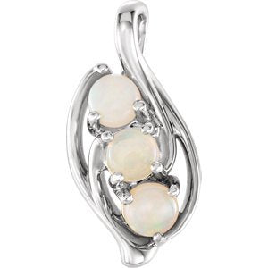 Opal Three-Stone Pendant, Sterling Silver