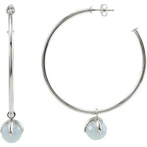 Missoma Chalcedony Hoop Earrings, Sterling Silver (50mm)