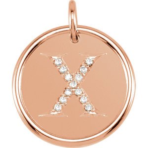 Diamond Initial "X" Pendant, 14k Rose Gold (.06 Ctw, Color GH, Clarity I1)