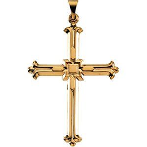 Men's Large Cross 14k Yellow Gold Pendant