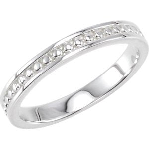 Granulated Raised Edge 2.75mm 14k White Gold Stacking Band, Size 8.5