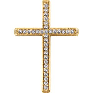 Diamond Chapel Cross Rhodium-Plated 14k Yellow Gold Pendant (.5 Ctw, H+ Color, I1 Clarity)