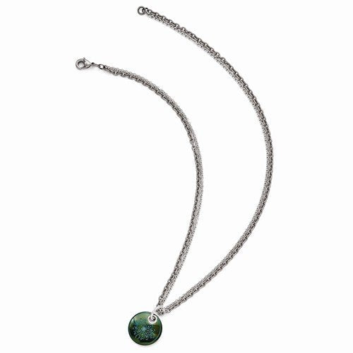 Edward Mirell Black Titanium Teal Anodized and Sterling Silver Pendant Necklace, 16"-18"