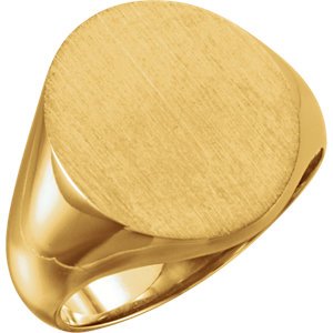 Men's 18k Yellow Gold Oval Signet Ring, 18X16mm