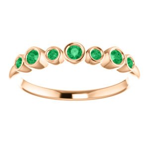 Emerald 7-Stone 3.25mm Ring, 14k Rose Gold, Size 6.75