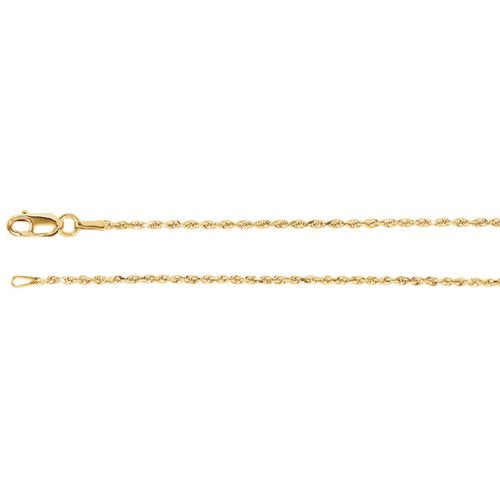 1.3mm14k Yellow Gold Diamond Cut Rope Chain, 24"