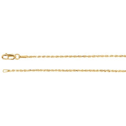 1.3mm14k Yellow Gold Diamond Cut Rope Chain Bracelet, 7"
