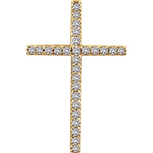 Diamond Latin Cross Pendant, 14k Yellow Gold (.33 Ctw, H+ Color, I1 Clarity)