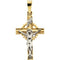 Two-Tone 3D Celtic Crucifix 14k Yellow and White Gold Pendant (32X21MM)