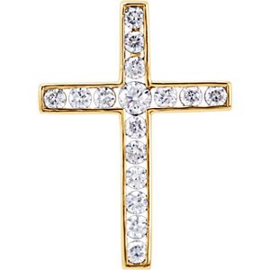 Diamond Coticed Cross 14k Yellow Gold Pendant (.25 Ctw, G-H Color, I1 Clarity)