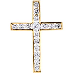 Diamond Coticed Cross 14k Yellow Gold Pendant (1.25 Ctw, G-H Color, I1 Clarity)
