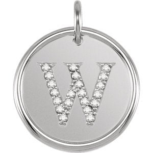 Diamond Initial "W" Pendant, Sterling Silver (0.1 Ctw, Color GH, Clarity I1)
