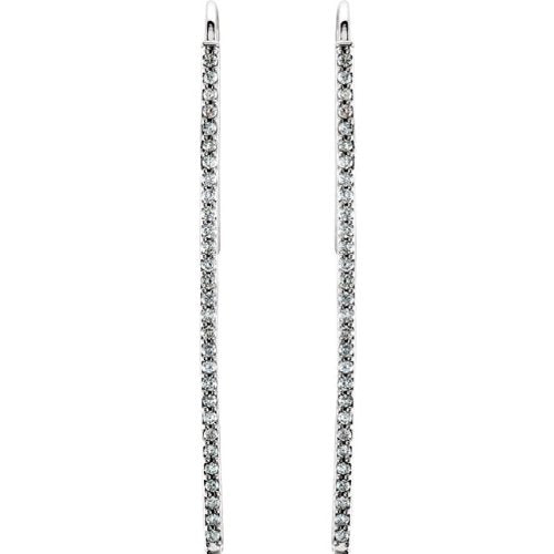 Diamond Vertical Bar Earrings, Rhodium-Plated 14k White Gold (1/4 Ctw, Color H+, Clarity I1)