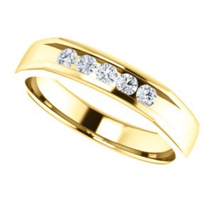 Men's 5-Stone Diamond Wedding Band,14k Yellow Gold (1 Ctw, Color G-H, SI2-SI3 Clarity) Size 11