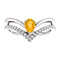 Citrine Pear and Diamond Chevron Sterling Silver Ring (.145 Ctw, G-H Color, I1 Clarity), Size 6.25