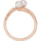 White Freshwater Cultured Pearl, Diamond Bypass Ring, 14k Rose Gold (4.5-5 mm)(.16Ctw, Color G-H, Clarity I1)