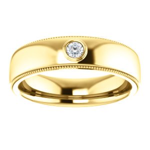 Men's 14k Yellow Gold Diamond 6.3mm Milgrain Band (.10 Ctw, Color G-H, SI2-SI3 Clarity) Size 11.25