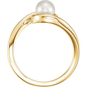 White Freshwater Cultured Pearl Bypass Ring, 14k Yellow Gold (5.5-6.00 mm)