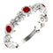 Chatham Created Ruby and Diamond Vintage-Style Ring, Rhodium-Plated Sterling Silver, Size 6.25