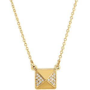 Diamond Pyramid 14k Yellow Gold Pendant Necklace, 16" (.05 Cttw)