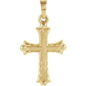 Textured Cross 14k Yellow Gold Pendant