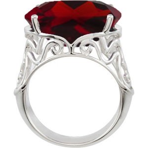 Sterling Silver Filigree Mozambique Garnet Ring, Size 10 (14.30 Cttw)
