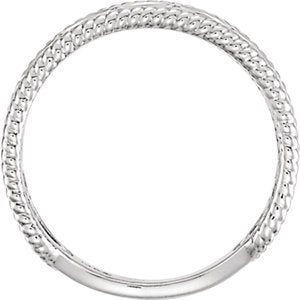 Platinum Geometric Circle Rope Trim Ring, Size 6