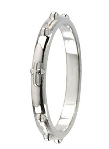 Semi-Polished Platinum 2.50mm Rosary Ring, Size 6