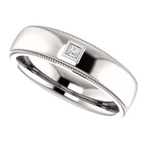 Men's Platinum Diamond 6mm Milgrain Band (.05 Ctw, Color G-H, SI2-SI3 Clarity) Size 11