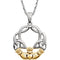 Two-Tone Claddagh Pendant, Rhodium-Plated 14k White and Yellow Gold