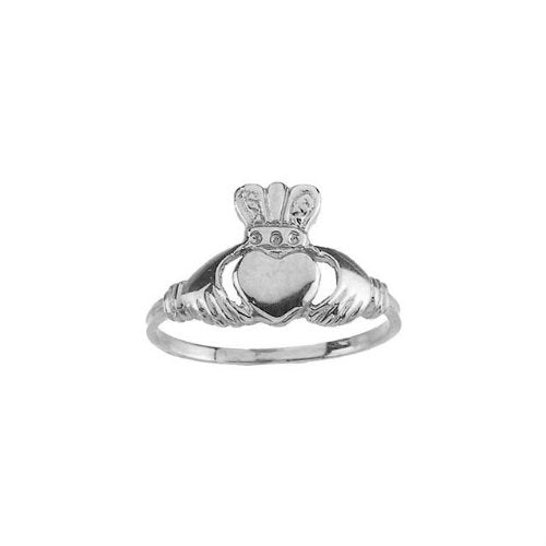 Childrens 14k White Claddagh Ring, Size 5