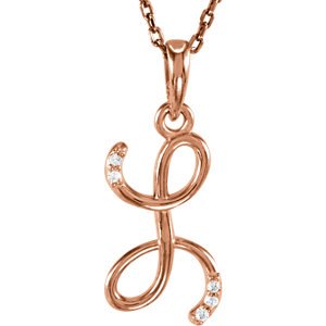 5-Stone Diamond Letter 'L' Initial 14k Rose Gold Pendant Necklace, 18" (.03 Cttw, GH, I1)