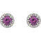 Amethyst and Diamond Halo-Style Earrings, Rhodium-Plated 14k White Gold (4.5MM) (.16 Ctw, G-H Color, I1 Clarity)