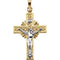 Two-Tone Sunburst Crucifix 14k Yellow and White Gold Pendant(32X21.5MM)