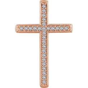 Diamond Chapel Cross 14k Rose Gold Pendant (.33 Ctw, H+ Color, I3 Clarity)