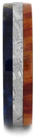 Gibeon Meteorite, Tulipwood, Blue Box Elder Burl 6mm Matte Titanium Comfort-Fit Band, Size 5.25