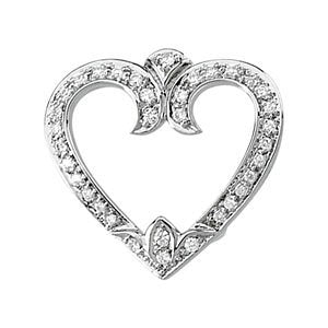 14k Yellow Gold Victorian-Style Diamond Heart Slide Pendant