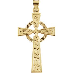 Fancy Celtic Cross 14k Yellow Gold Pendant