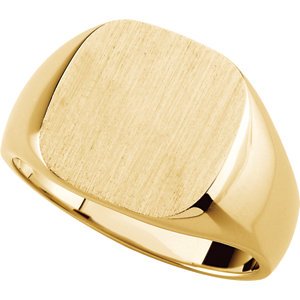 Men's Closed Back Square Signet Ring, 18k Yellow Gold (14mm)