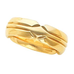 6mm 14k Yellow Gold Plat Comfort Fit Design Band, Size 13