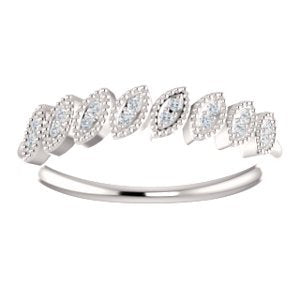 Platinum Slim-Profile Diamond Leaf Comfort-Fit Ring (1/8 Ctw, Color GH, Clarity SI2-SI3), Size 6.5