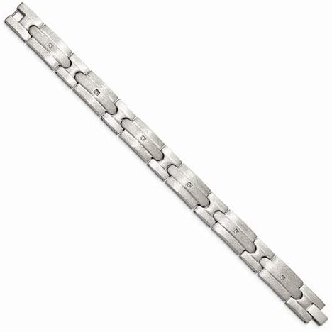 Men's Brushed Stainless Steel 13mm CZ Link Bracelet, 8.25 Inches