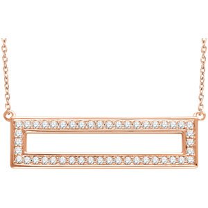 Diamond Rectangle Necklace in 14k Rose Gold, 16-18" (3/8 Cttw)