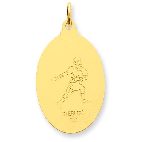 24k Gold-Plated Sterling Silver St. Christopher Football Medal