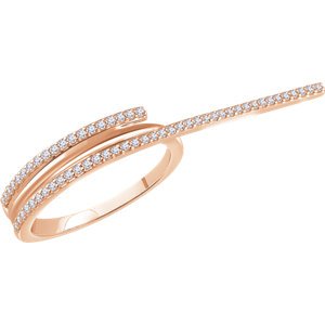 Diamond Two-Finger Ring, 14k Rose Gold, Size 7 (0.25 Ctw, H+ Color, I1 Clarity)